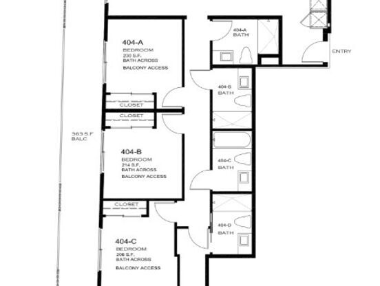4 beds, 4 baths, 1,440 sqft, $4,695, Unit 404