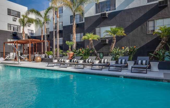 Newly Designed & Renovated Pool Deck with Swimming Pool, Hot Tub, Cabanas PLUS Grilling & Dining Area  at Duet on Wilcox, California, 90028