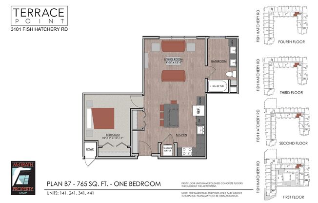 1 bed, 1 bath, 765 sqft, $1,625, Unit 341