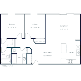 2 beds, 2 baths, 1,000 sqft, $1,390