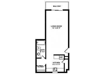 Studio, 1 bath, 550 sqft, $895