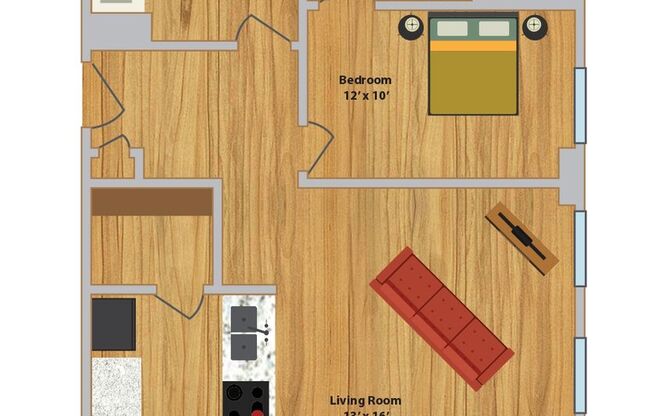 1 bed, 1 bath, 675 sqft, $1,091, Unit 113