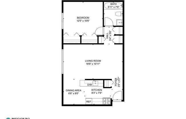 1 bed, 1 bath, 591 sqft, $1,850, Unit 409
