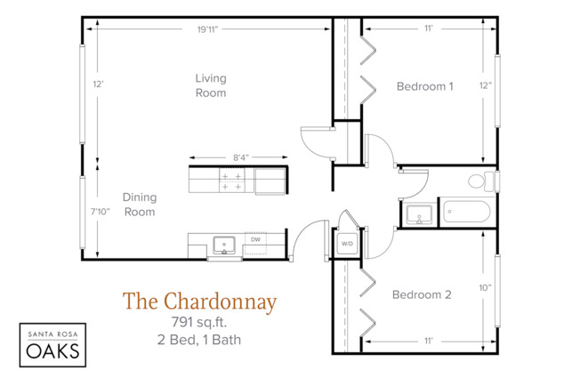 2 bed 1 bathroom at Santa Rosa Oaks, Santa Rosa