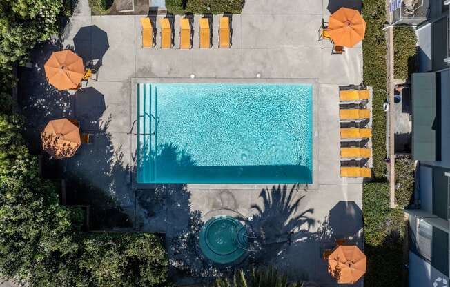 a birds eye view of the pool at the grove resort  spa