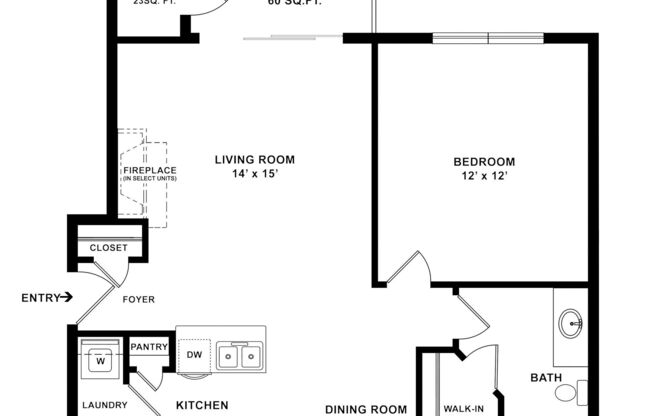 1 bed, 1 bath, 744 sqft, $1,395