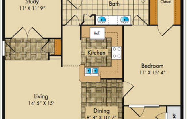 1 bed, 1 bath, 1,147 sqft, $1,995