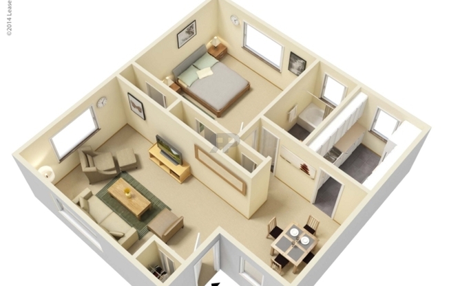 1 bed, 1 bath, 857 sqft, $1,215