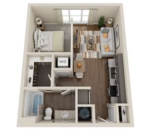 Studio, 1 bath, 523 sqft, $1,250