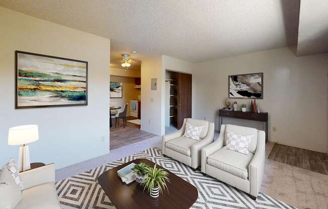 a living room with a couch and a coffee table