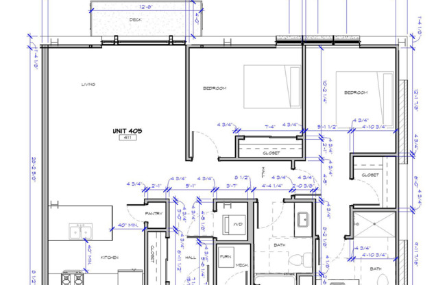 2 beds, 2 baths, 1,132 sqft, $1,650, Unit 405