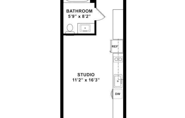 Studio, 1 bath, 325 sqft, $1,125