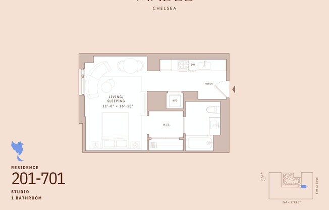 Studio, 1 bath, 461 sqft, $5,143