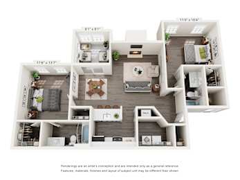2 beds, 2 baths, 1,099 sqft, $1,595