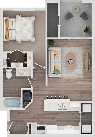 1 bed, 1 bath, 696 sqft, $1,516