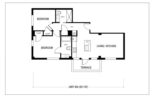 2 beds, 2 baths, 821 sqft, $1,599, Unit 804