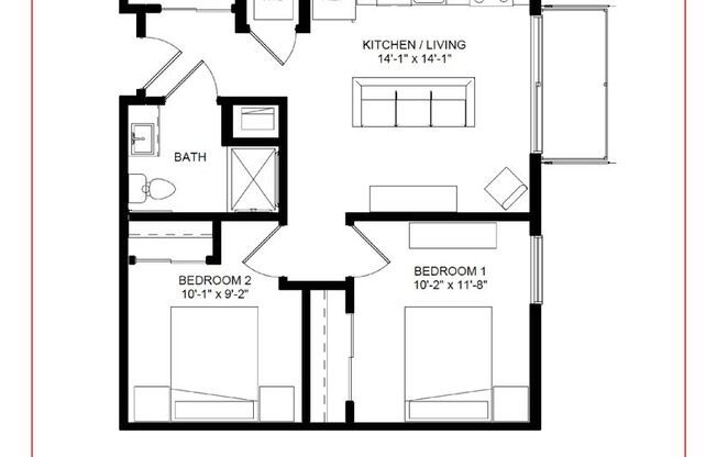2 beds, 1 bath, 643 sqft, $1,375, Unit 312