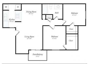 2 beds, 1 bath, 900 sqft, $1,095