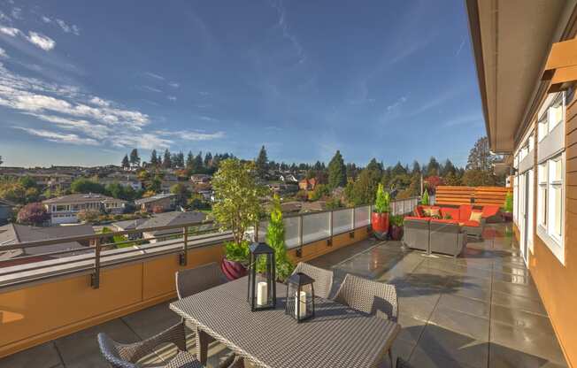 Lux Apartments Bellevue WA extra-large private balcony in select homes. 