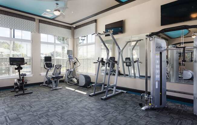 Modern fitness equipment in fitness center in Orlando, FL 32827