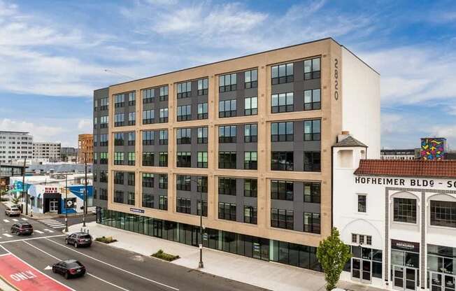 A modern building with the number 22020 on it.