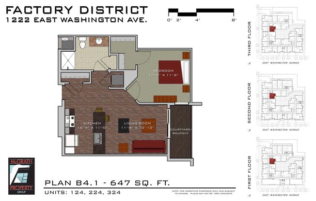 1 bed, 1 bath, 647 sqft, $1,845, Unit 324