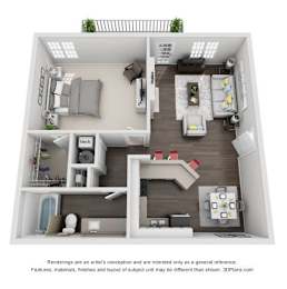 1 bed, 1 bath, 820 sqft, $1,490