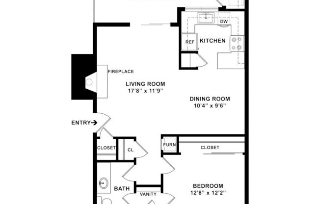 1 bed, 1 bath, 802 sqft, $1,730