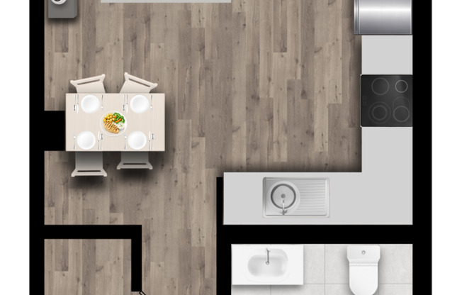 Studio, 1 bath, 363 sqft, $1,495, Unit 809