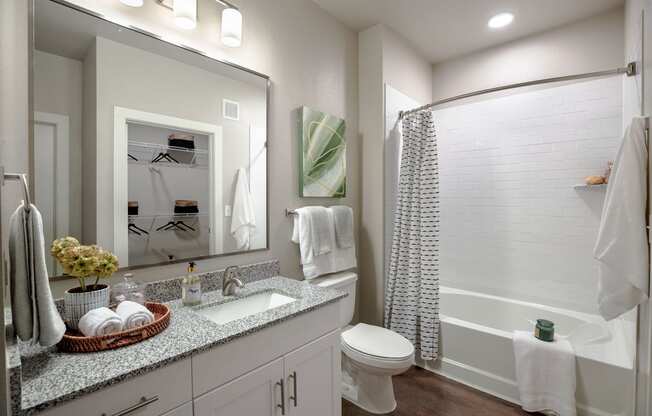 luxury bathroom at 55 Fifty at Northwest Crossing, Houston, 77092