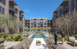 Our refreshing pool is the centerpiece of our outdoor amenities—perfect for swimming laps or relaxing in the sun-drenched lounge area.