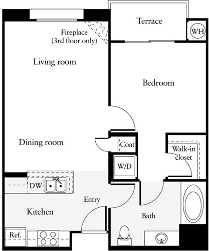 1 bed, 1 bath, 679 sqft, $2,857, Unit 102