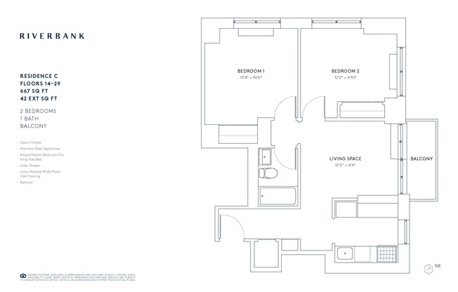 2 beds, 1 bath, 667 sqft, $5,787, Unit 22C