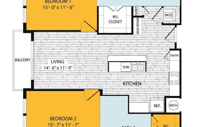 2 beds, 2 baths, 1,104 sqft, $2,835
