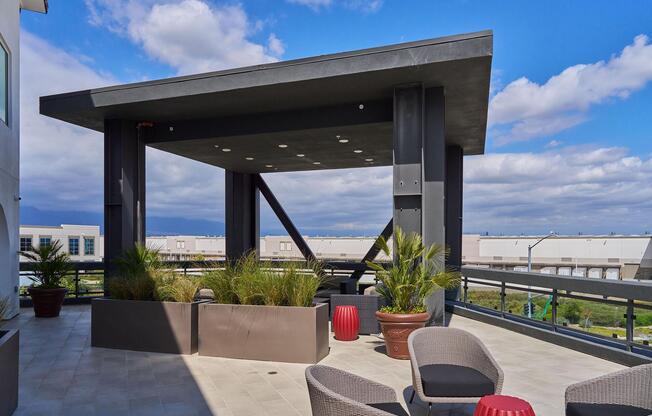 a bench in front of a building