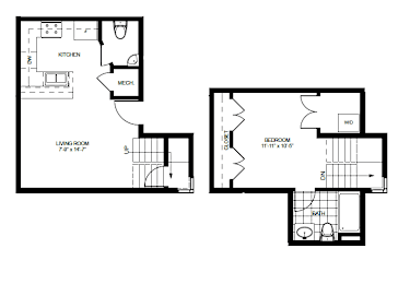 1 bed, 1.5 baths, 660 sqft, $999