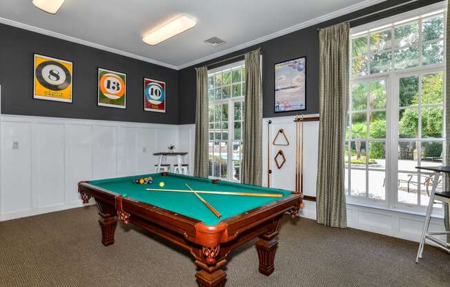 Billiards in clubhouse at Legends at Charleston Park Apartments, North Charleston, SC, 29420