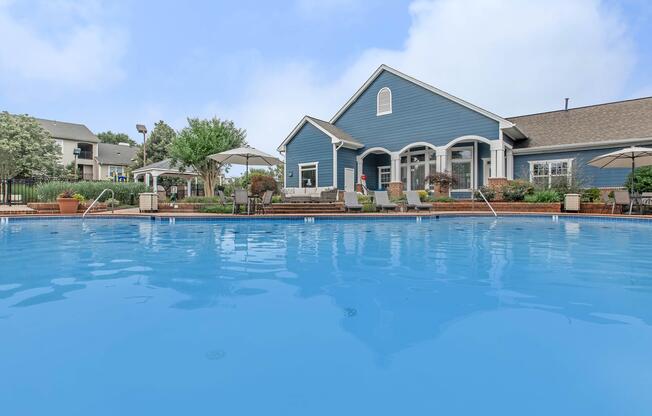 a small house in a pool of water