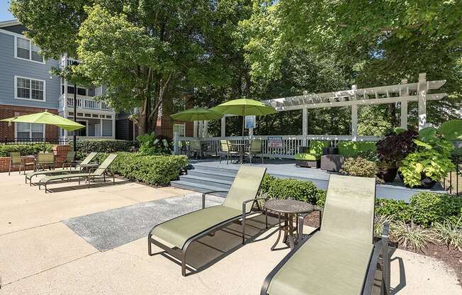 Sundeck loungers at The Village Apartments, North Carolina