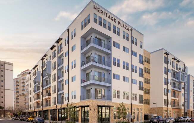 A large white building with the words