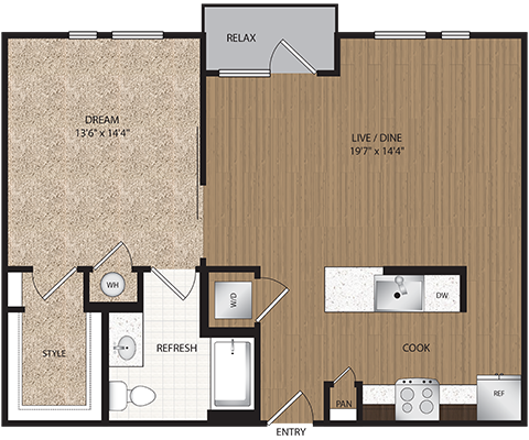 1 bed, 1 bath, 768 sqft, $1,299