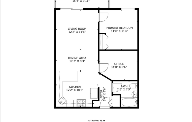 1 bed, 1 bath, 690 sqft, $2,300, Unit 122