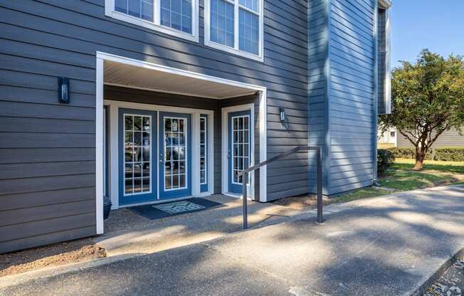 Entrance to leasing office at Maplewood apartments in Shreveport, LA.