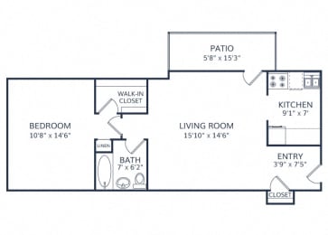 1 bed, 1 bath, 632 sqft, $1,575