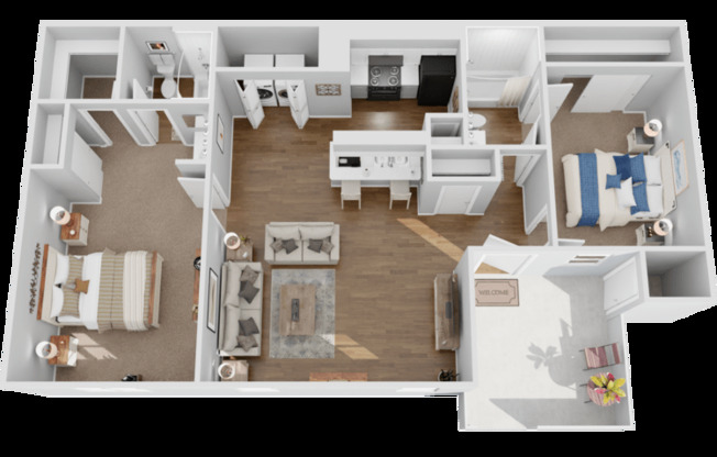 2 beds, 2 baths, 882 sqft, $1,478