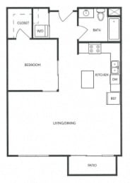 1 bed, 1 bath, 753 sqft, $1,999