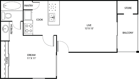 1 bed, 1 bath, 463 sqft, $819
