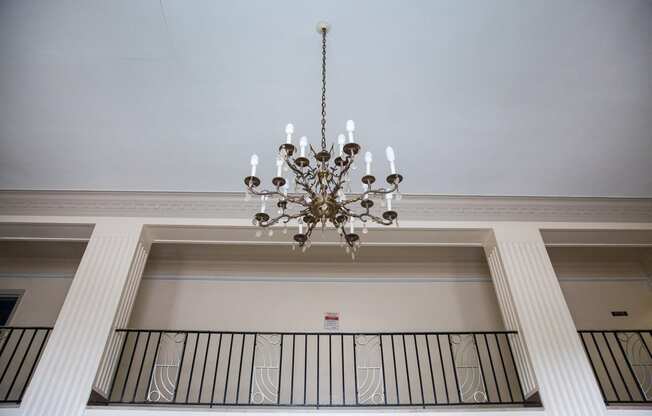 lobby lounge chandelier at 3101 pennsylvania apartments in washington dc