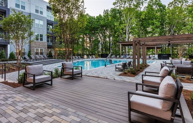 Outdoor pool side at Century University City, Charlotte