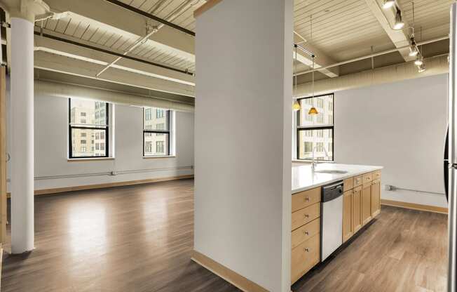 modern Living Area at Lowertown Lofts, St. Paul